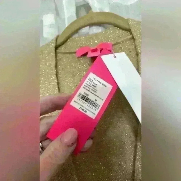 NWT Lilly Pulitzer medium Dixie Wrap Sweater in Sand Bar Metallic Item# AN - Picture 6 of 9